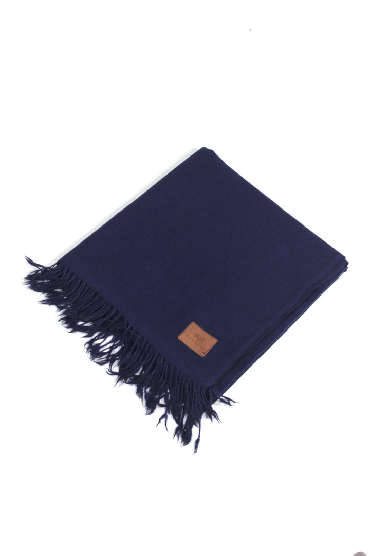 premium quality plain double fiber navy blue pure woolen shawl