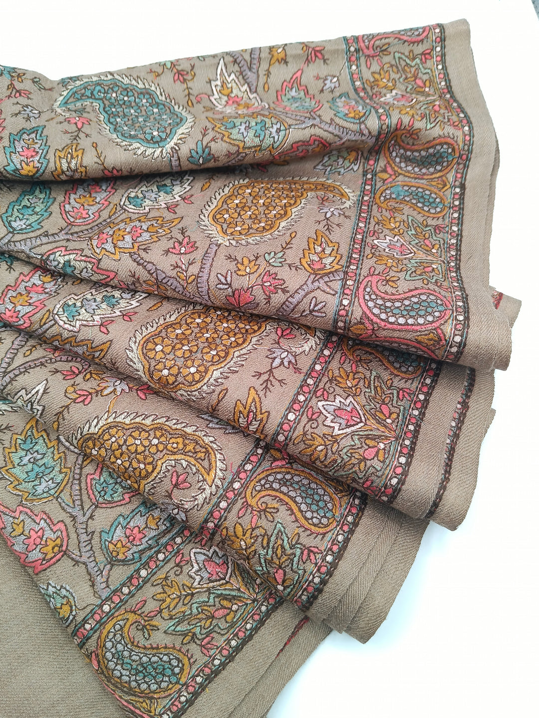 Premium Quality Multicolor Full Jaal Jama Sozni Embroidery Pashmina Shawl