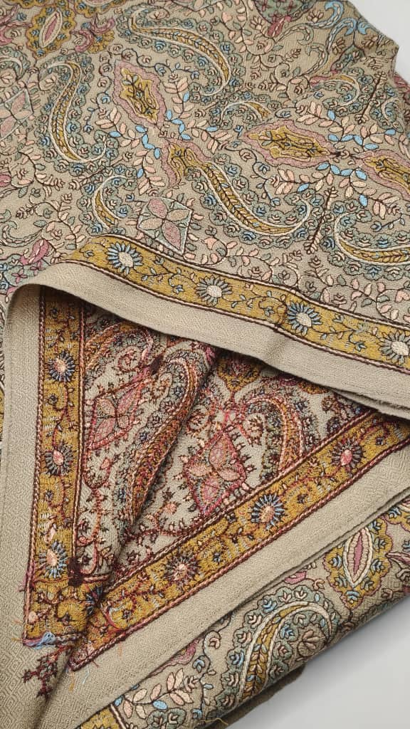 Premium Quality Multicolor Full Jaal Jama Sozni Embroidery Pashmina Shawl