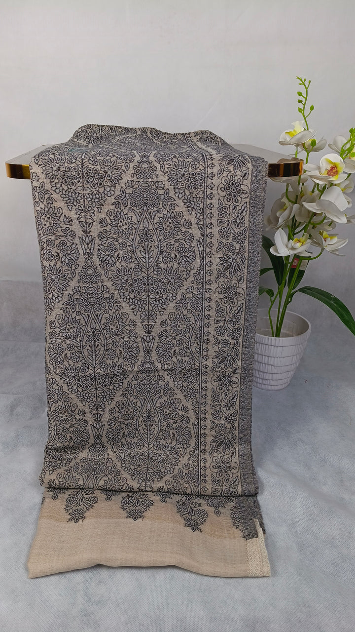 Extremely Soft Pashmina Kani Shawl With Khadi Pattern