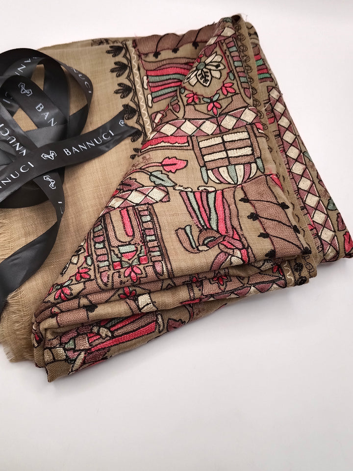 Premium Quality Mix Embroidered Pashmina Cashmere Shawl