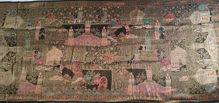 Premium Quality Black Mix Multi Color kani Silk Pashmina  Shawl