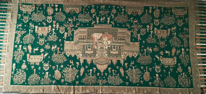 Premium Quality Dark Green Multi Color kani Pashmina  Shawl