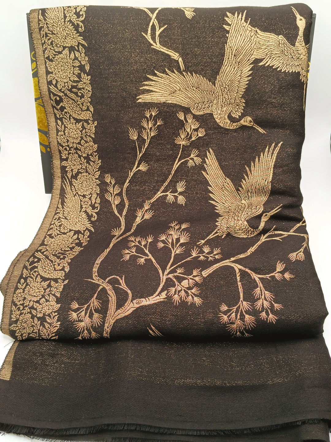 Premium Quality Black And Golden Reversible Moonlight Metallic Weave Shawl