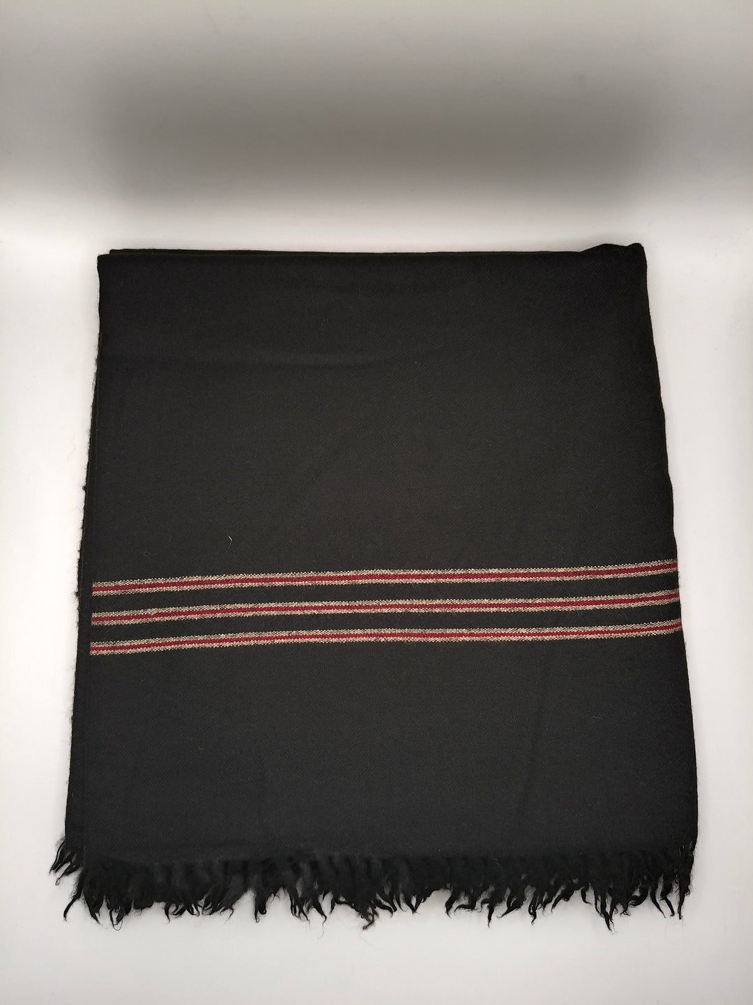 Premium Quality Multi Color Striped Double Fiber 72 Black Woolen Shawl
