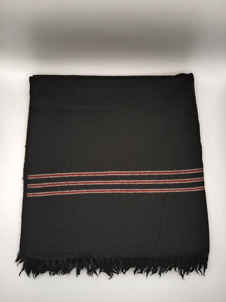 Premium Quality Multi Color Striped Double Fiber 72 Black Woolen Shawl
