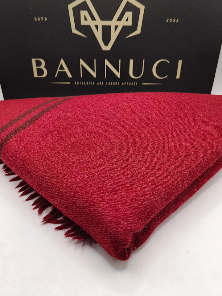 Premium Quality Stripped Maroon Pure/High Grade 48 Fiber Shawl