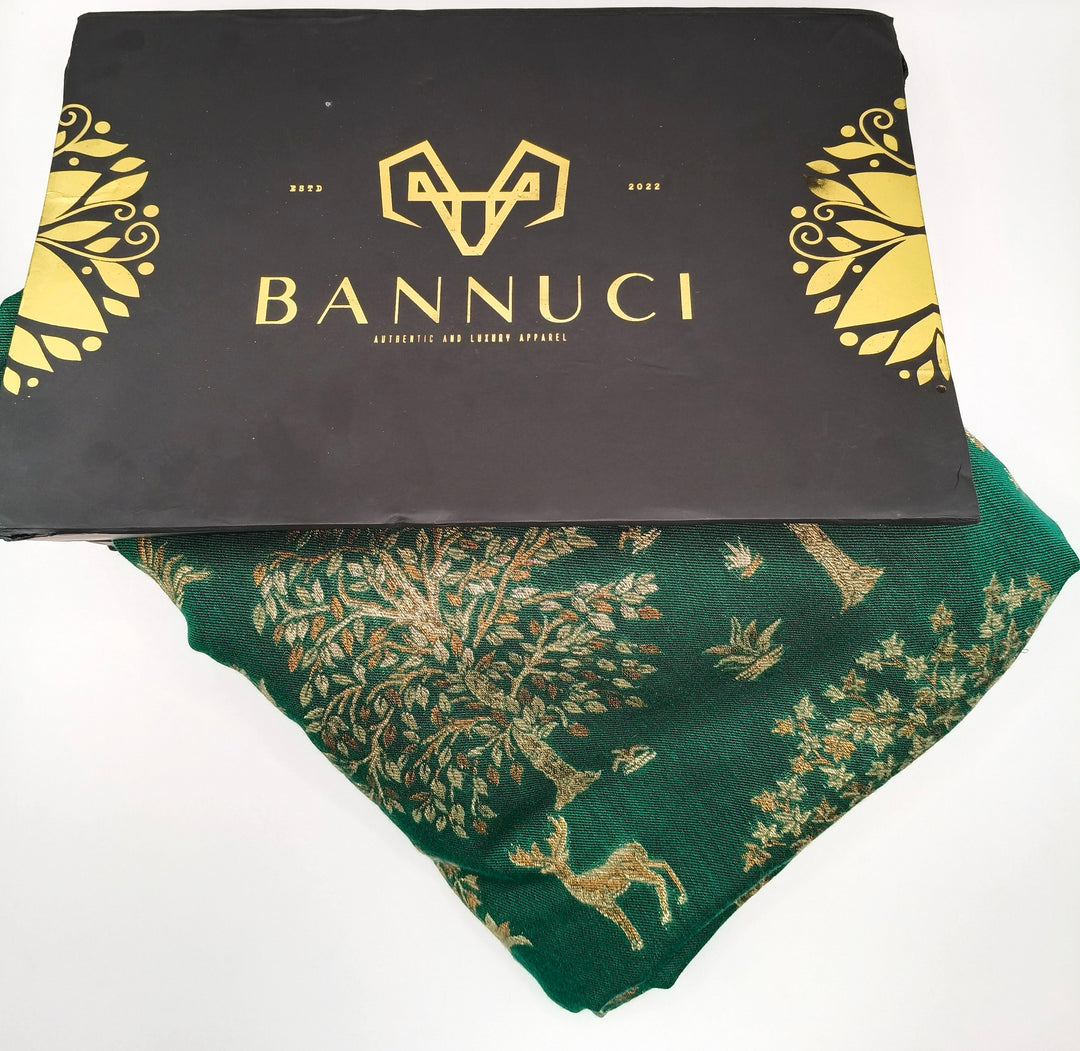 Premium Quality Dark Green Multi Color kani Pashmina  Shawl