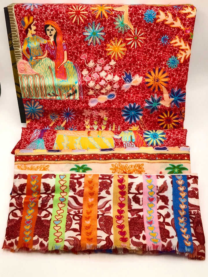 Kalmkar Shawl With Machine Ari Work