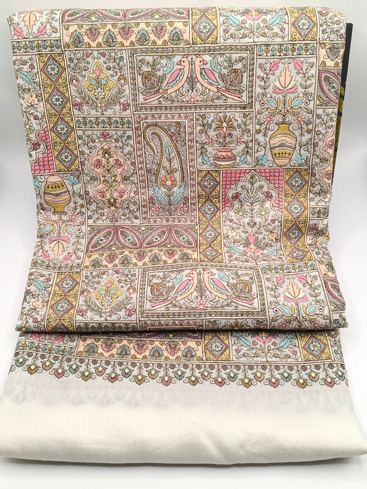 Premium Quality Extremely Soft Hand Embriodered Sozni Sui Jama Pashmina Shawl