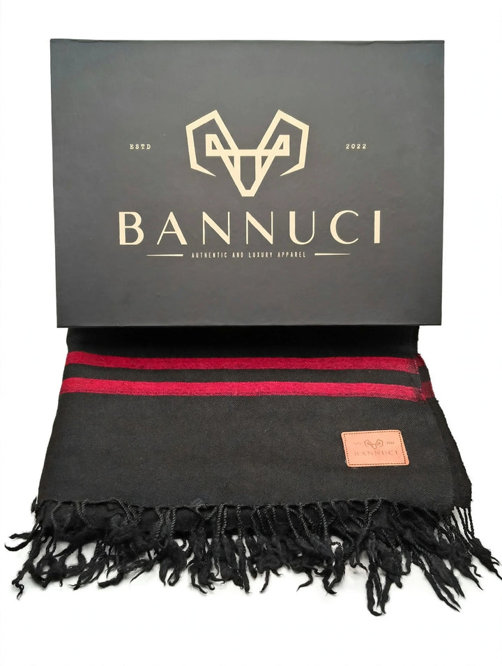 Premium Quality Single Fiber Black 72 Grade Striped Pure Woolen Shawl