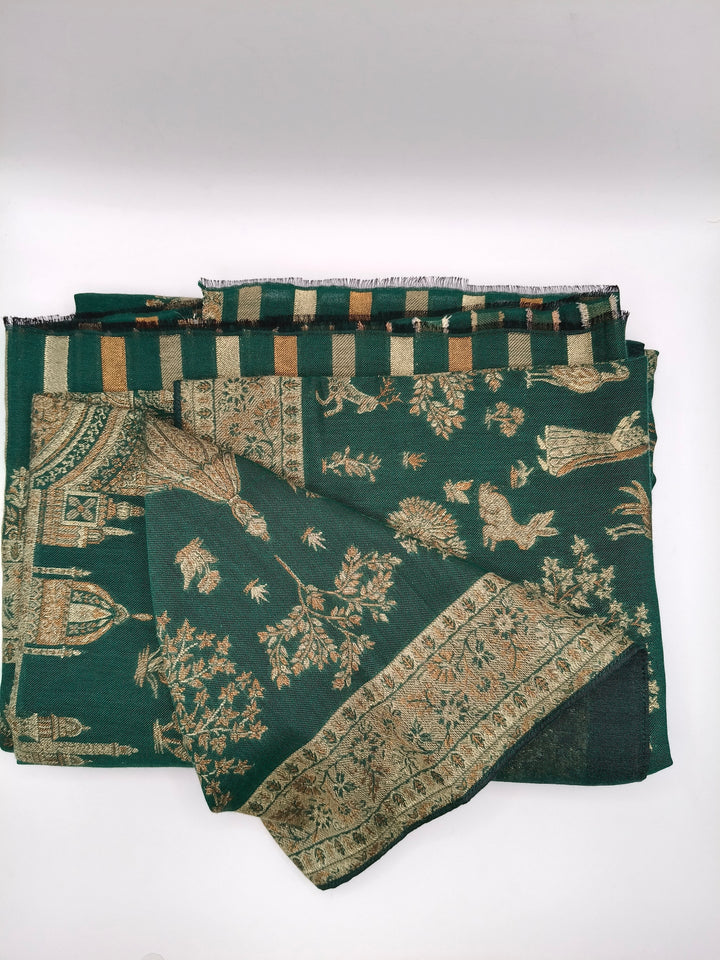 Premium Quality Dark Green Multi Color kani Pashmina  Shawl