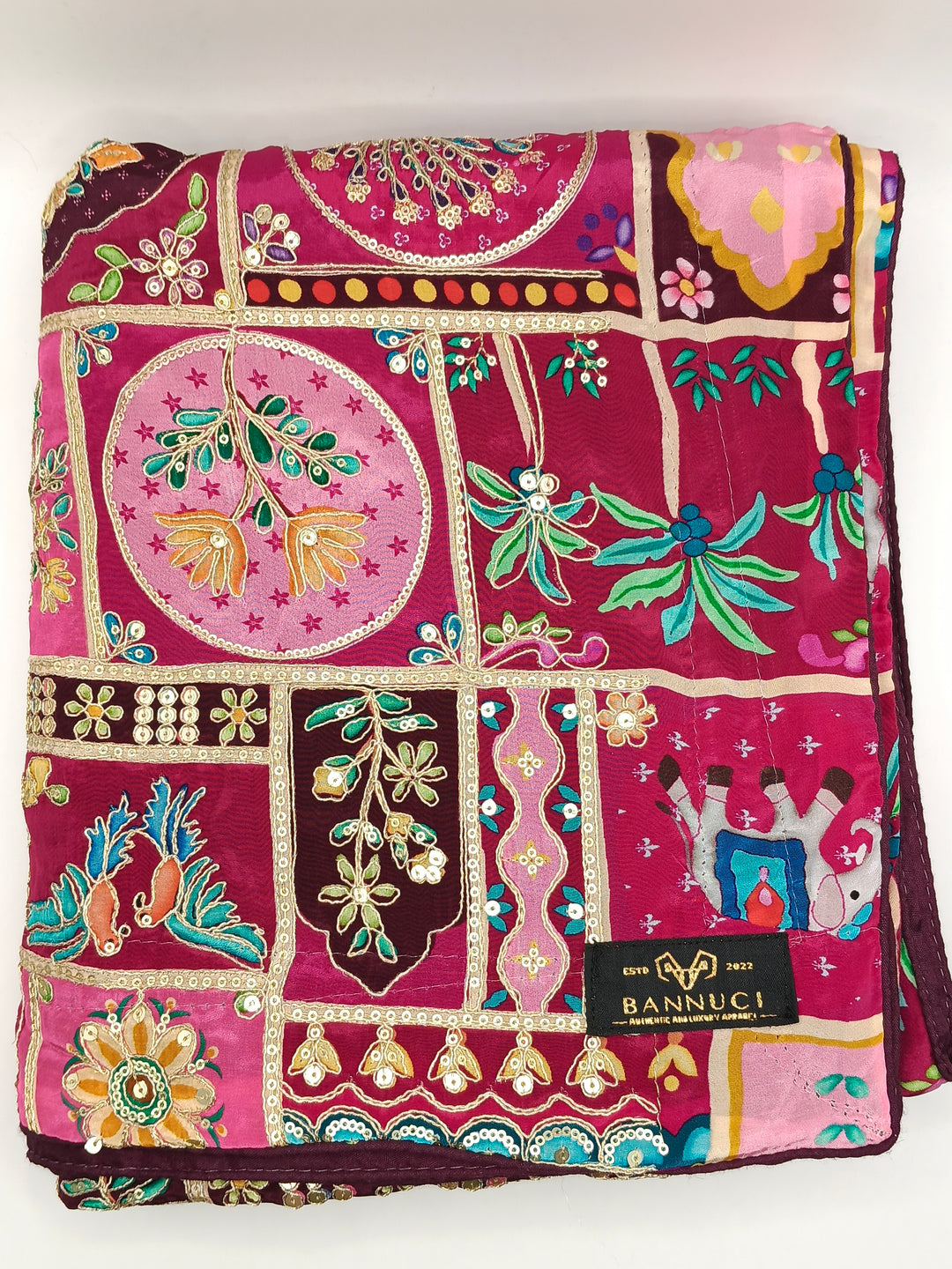 Maheshwari Silk With Hand Embroidery Multi Color Shawl