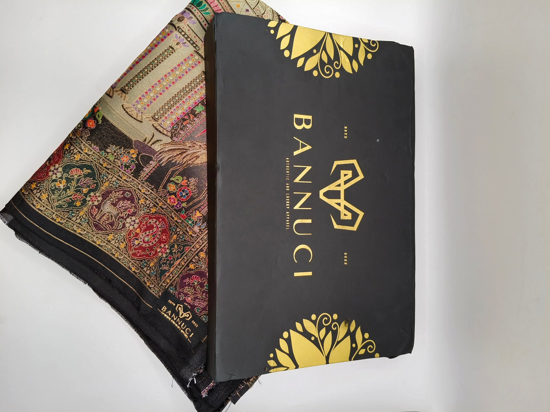 Premium Quality Black Mix Multi Color kani Silk Pashmina  Shawl