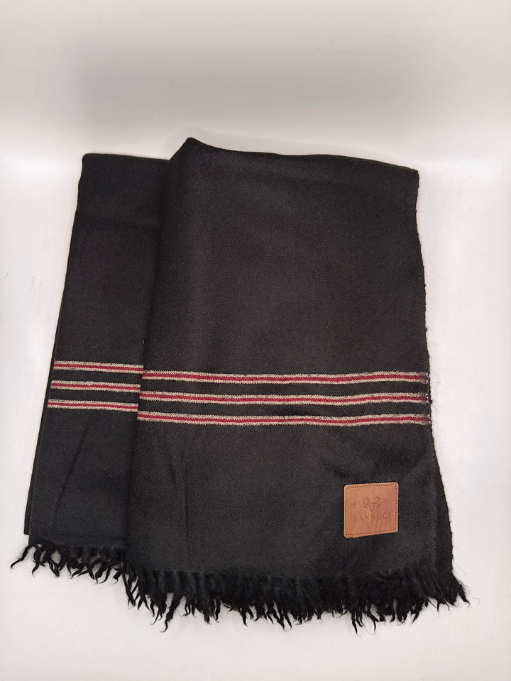 Premium Quality Multi Color Striped Double Fiber 72 Black Woolen Shawl
