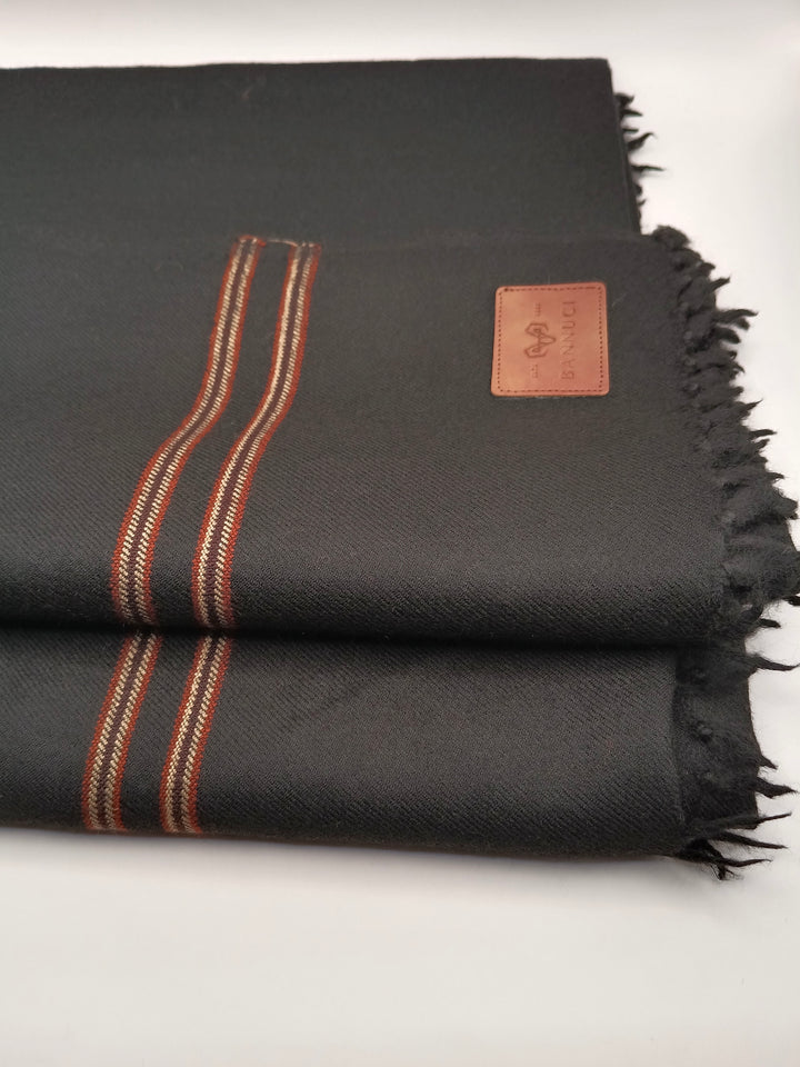 Premium Quality Multi Color Striped Double Fiber 72 Black Woolen Shawl