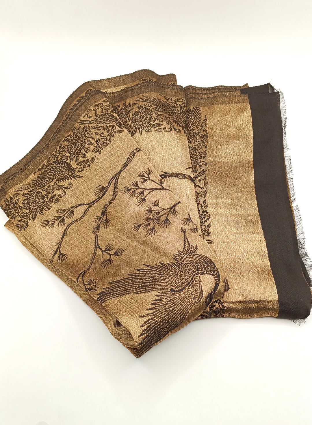 Premium Quality Black And Golden Reversible Moonlight Metallic Weave Shawl