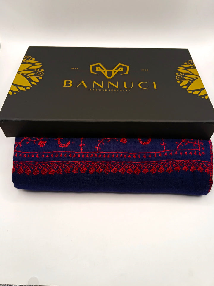 Premium And Extremely Soft Original Handmade Navy Blue Sui Needle Jaal Pure Toosh Shawl