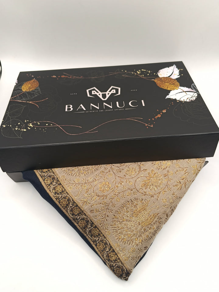 Premium Pashmina Shawl With Four Sided Golden Zarri Woven Border