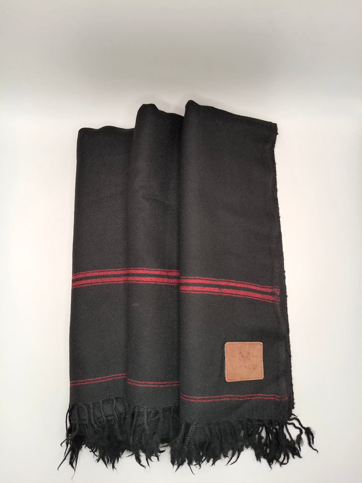 Premium Quality Multi Color Striped Double Fiber 72 Black Woolen Shawl