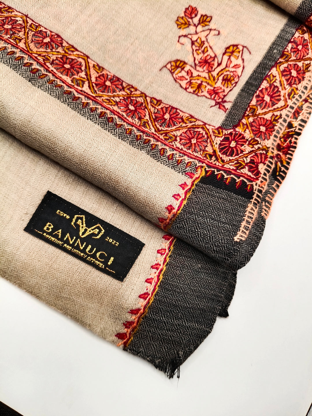 Hand Embroidered Original Toosh Shawl With Border