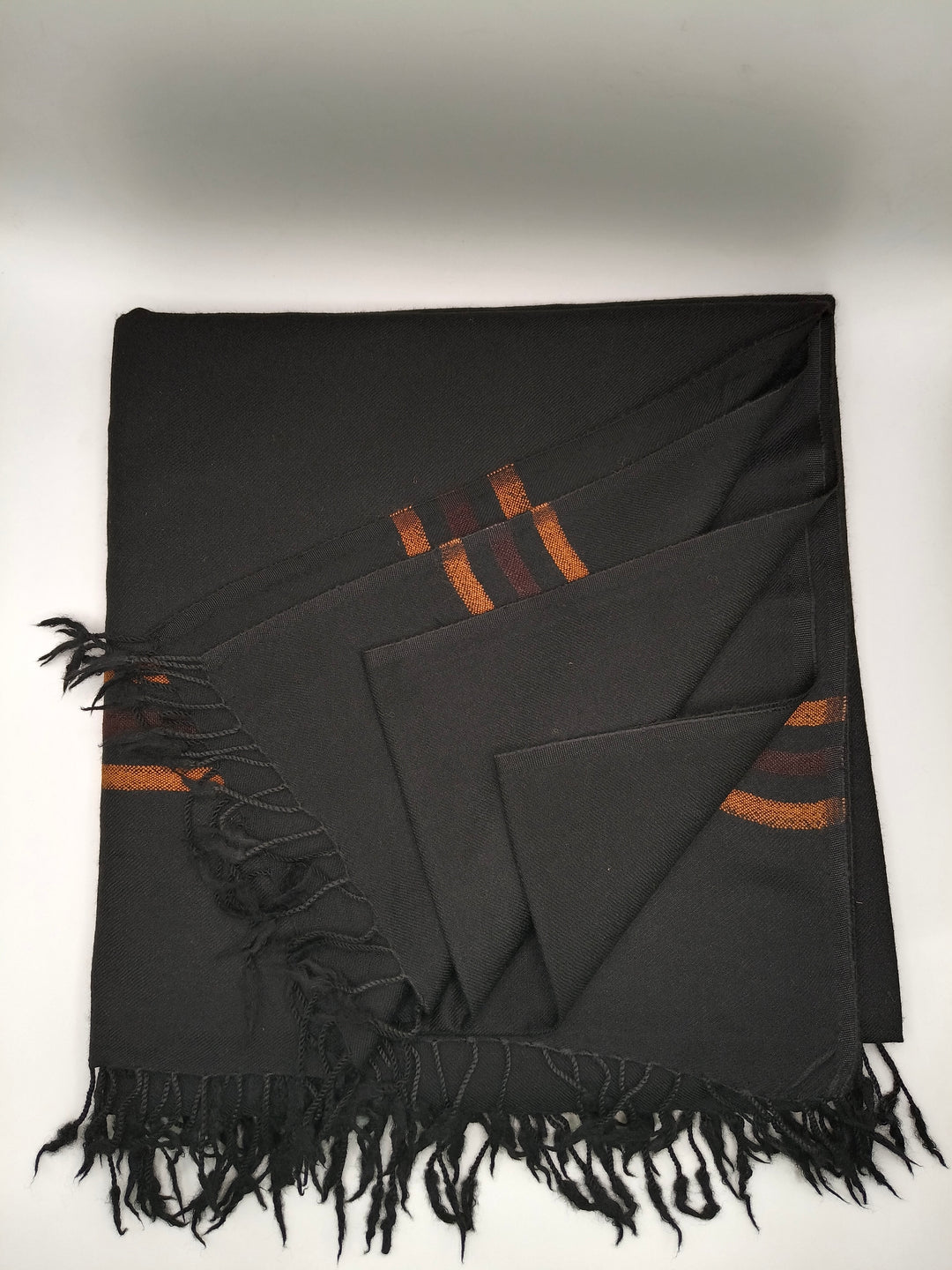 Premium Quality Single Fiber Black 72 Grade With 3 Lines Border Pure Woolen Shawl