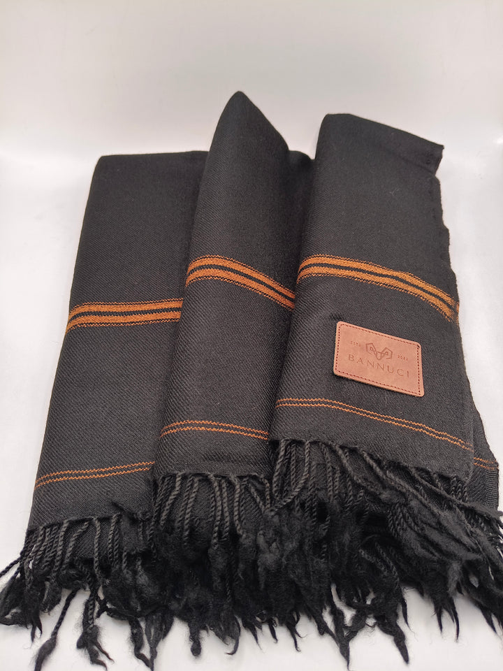 Premium Quality Multi Color Striped Double Fiber 72 Black Woolen Shawl