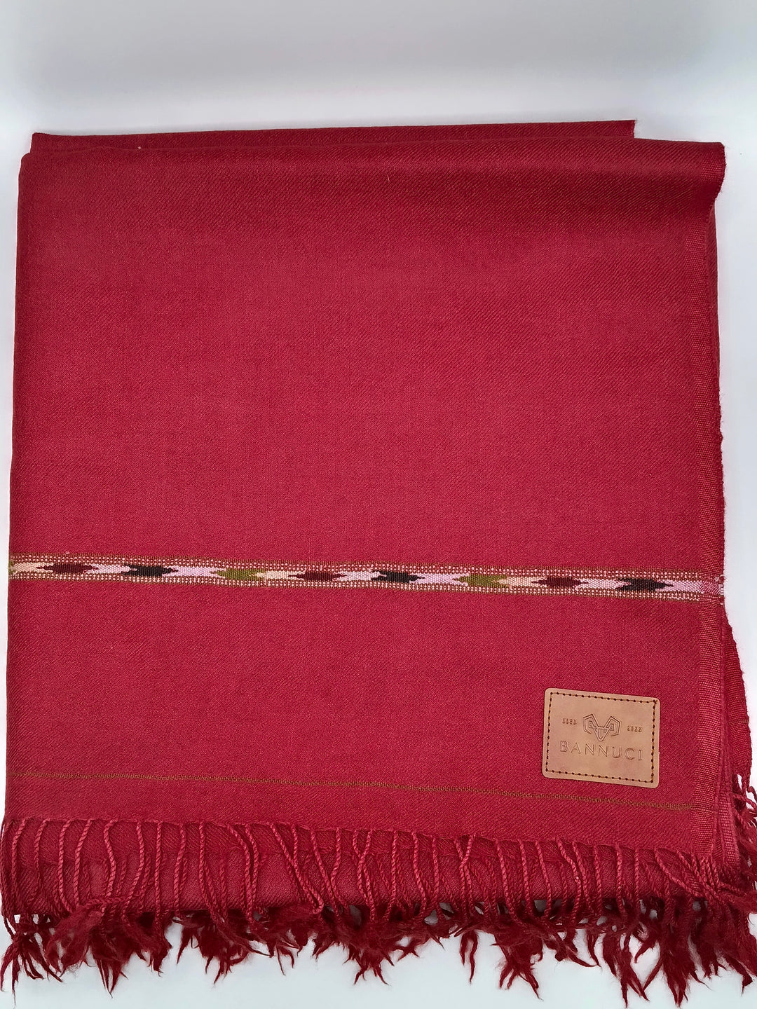 Premium Quality Striped Single 72 Fiber Maroon Woolen Shawl