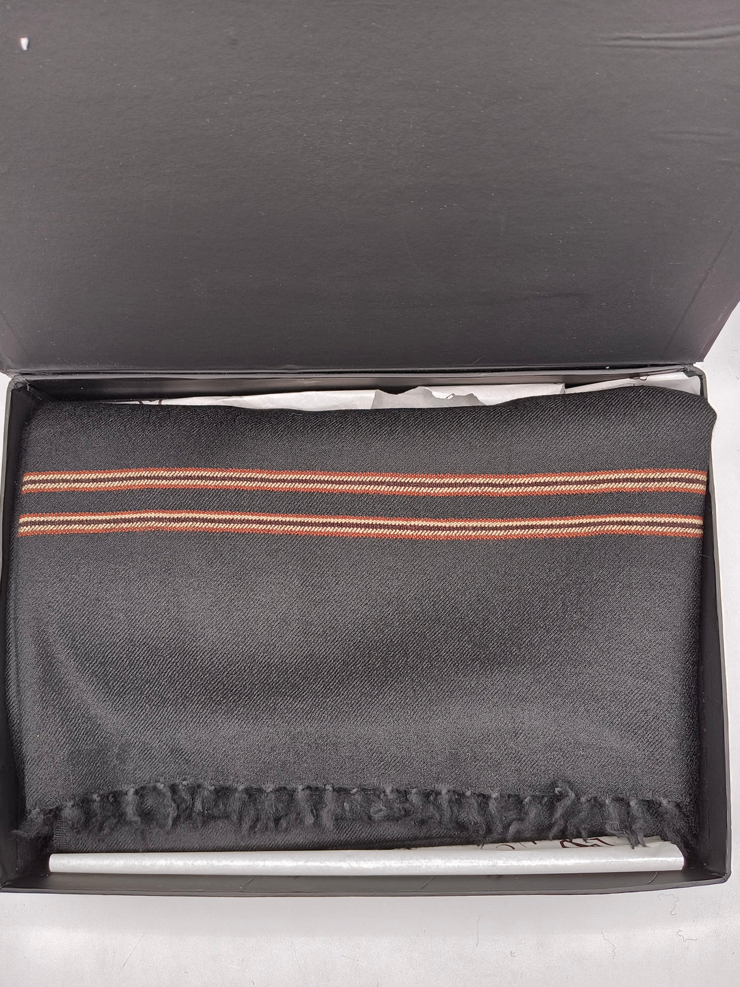 Premium Quality Multi Color Striped Double Fiber 72 Black Woolen Shawl