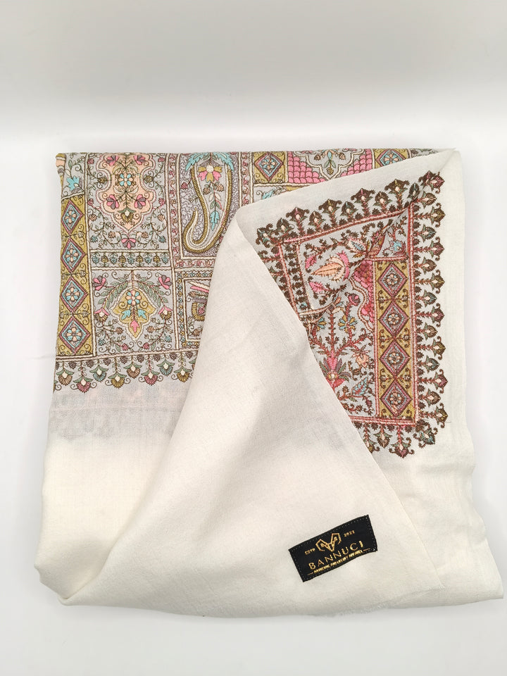 Premium Quality Extremely Soft Hand Embriodered Sozni Sui Jama Pashmina Shawl