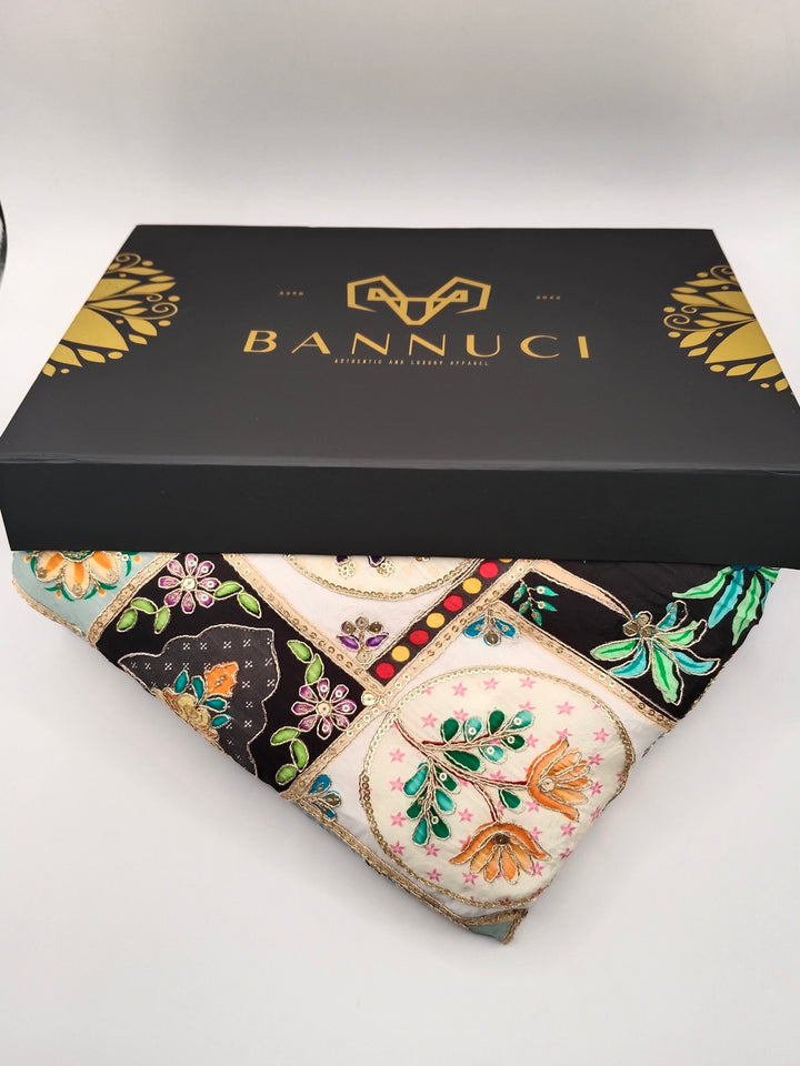 Mehsuri Silk With Hand Embroidery Multi Color Shawl