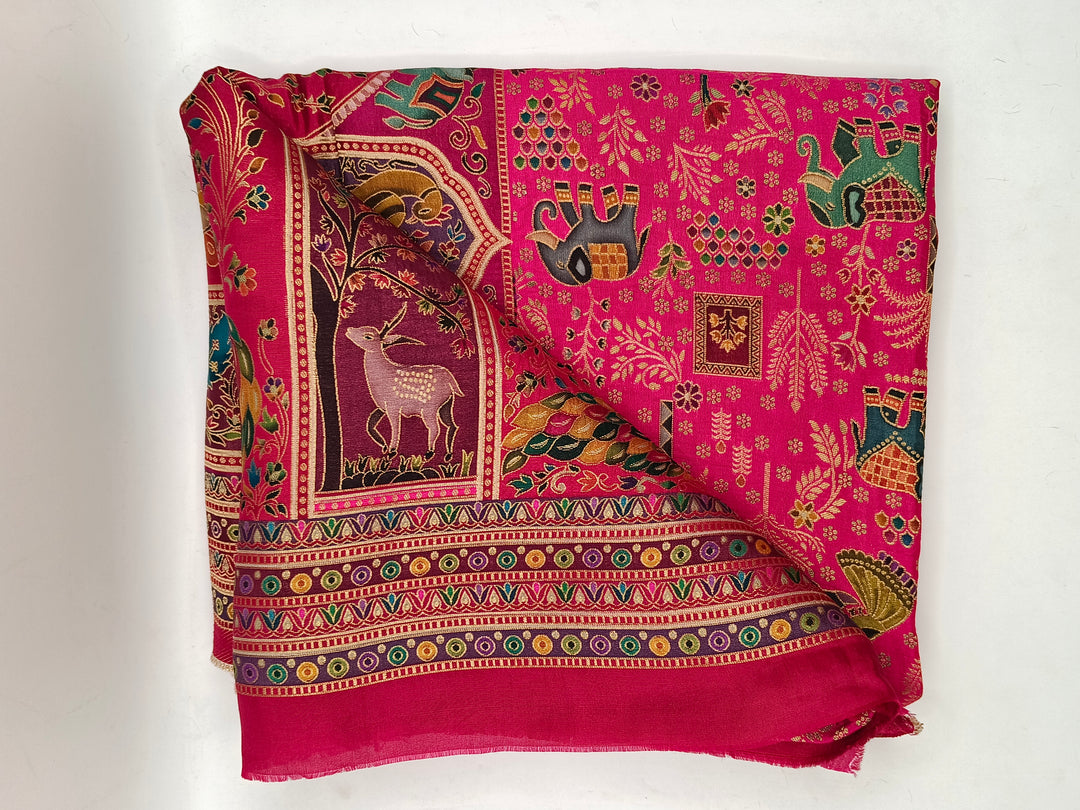 Premium Quality  Multi Mix Maroon Color kani Silk Pashmina  Shawl
