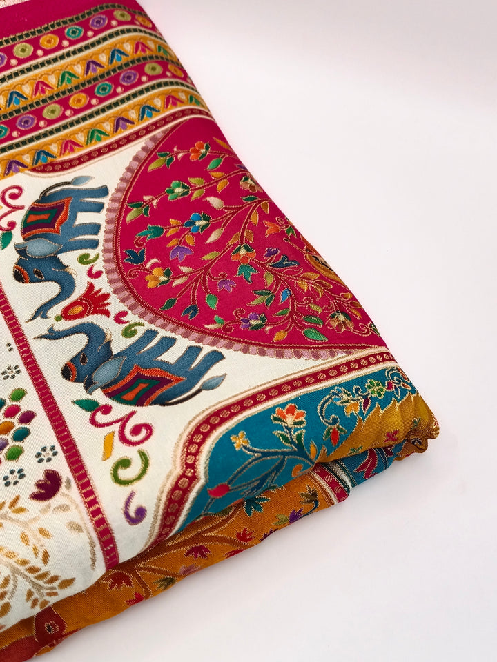 Premium Quality Dark Maroon And Off White Mix Multi Color kani Silk Pashmina  Shawl