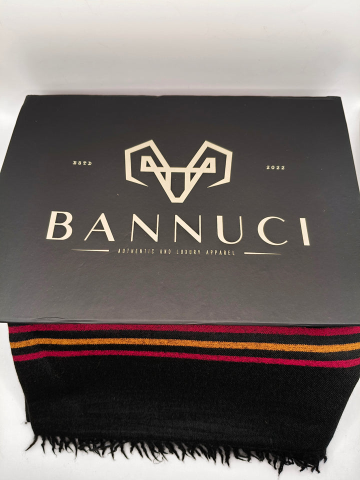 Premium Quality Multi Color Striped Double Fiber 72 Black Woolen Shawl