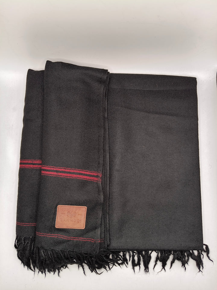 Premium Quality Multi Color Striped Double Fiber 72 Black Woolen Shawl