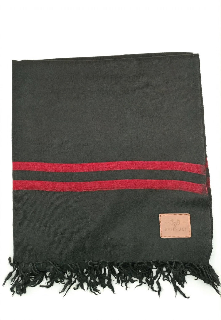 Premium Quality Single Fiber Black 72 Grade Striped Pure Woolen Shawl