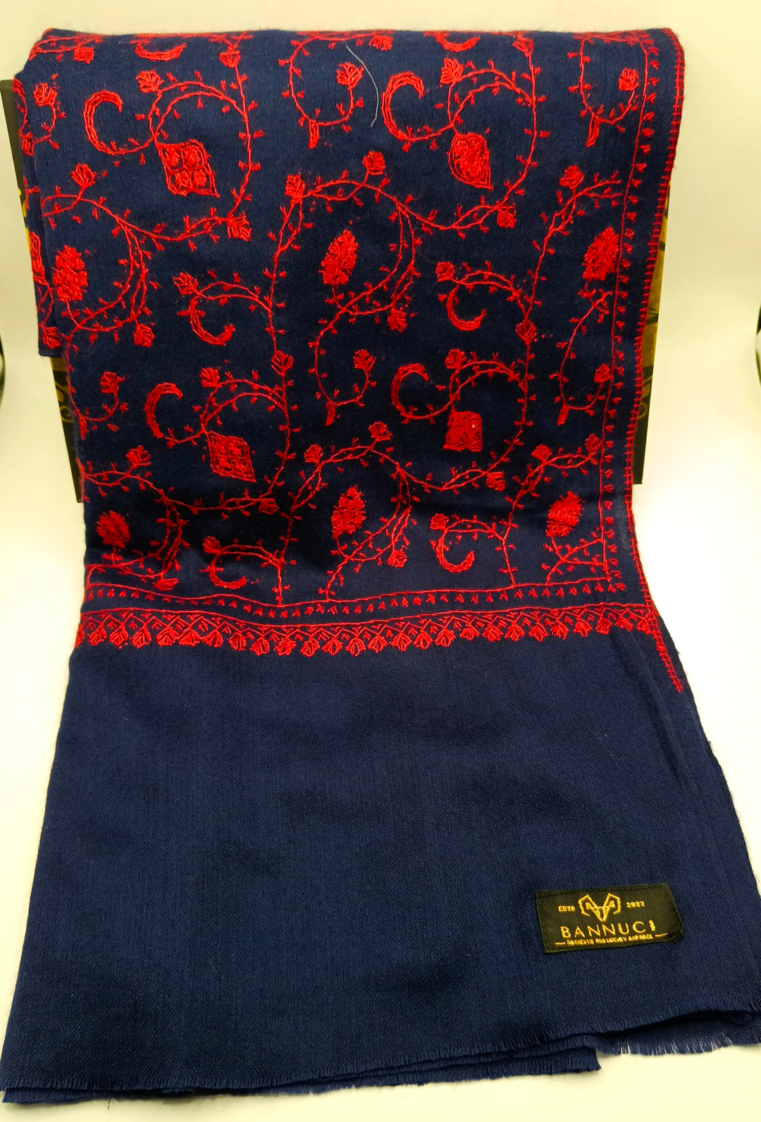 Premium And Extremely Soft Original Handmade Navy Blue Sui Needle Jaal Pure Toosh Shawl