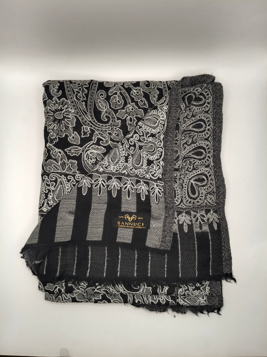 Premium Quality Black Embroidered Kani Pashmina Cashmere Shawl