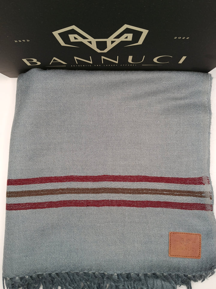 Premium Quality Stripped Sky Blue Pure/High Grade 48 Fiber Shawl