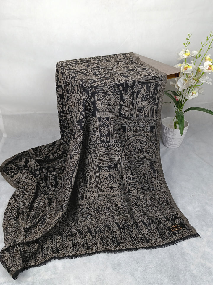 Extremely Soft Pashmina Kani Shawl With Khadi Pattern