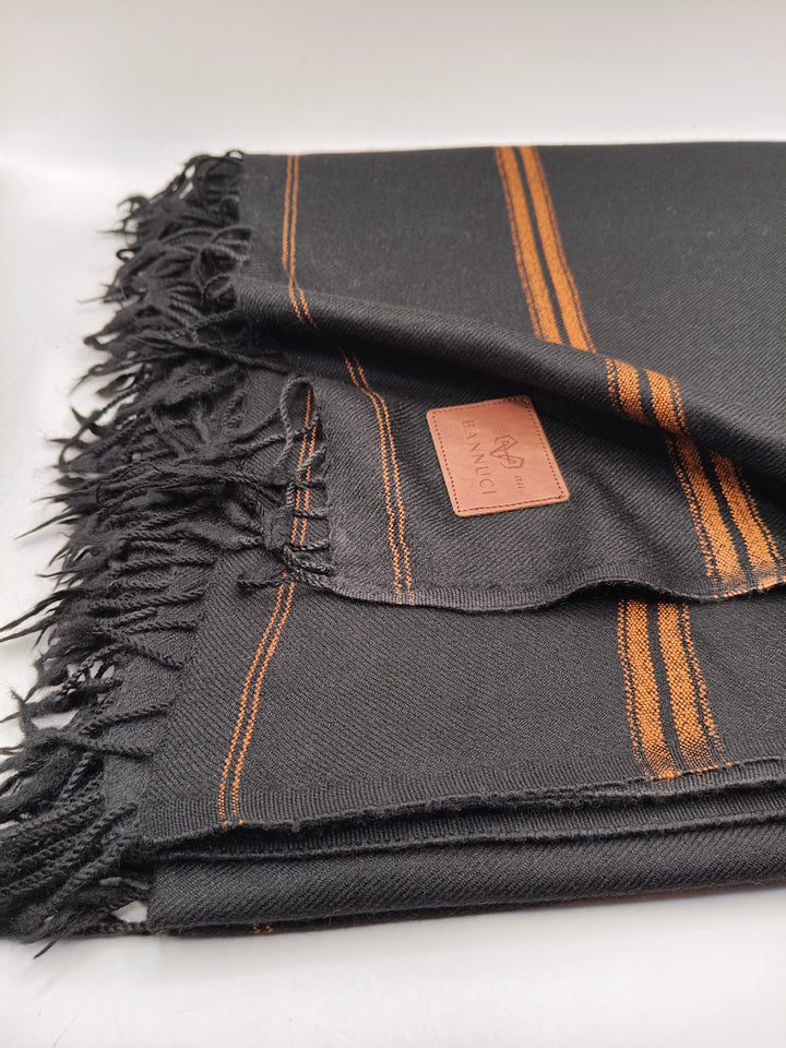 Premium Quality Multi Color Striped Double Fiber 72 Black Woolen Shawl