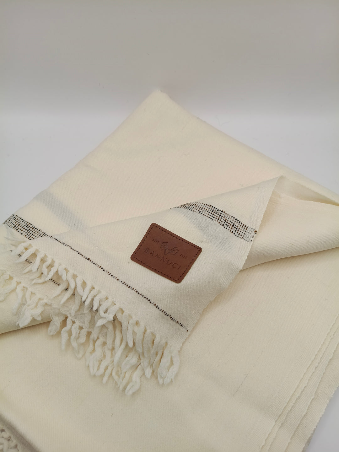 Supreme Quality Camel Colored Pure Angora Rabbit Striped Woolen Shawl 2