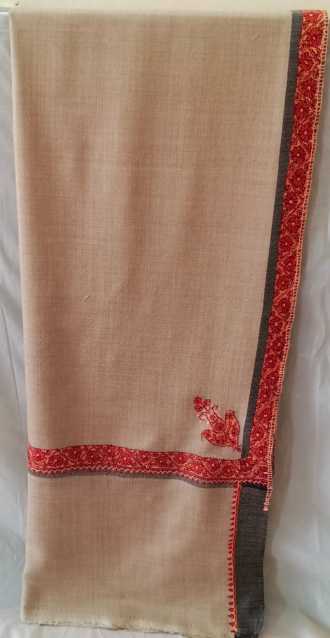 Hand Embroidered Original Toosh Shawl With Border