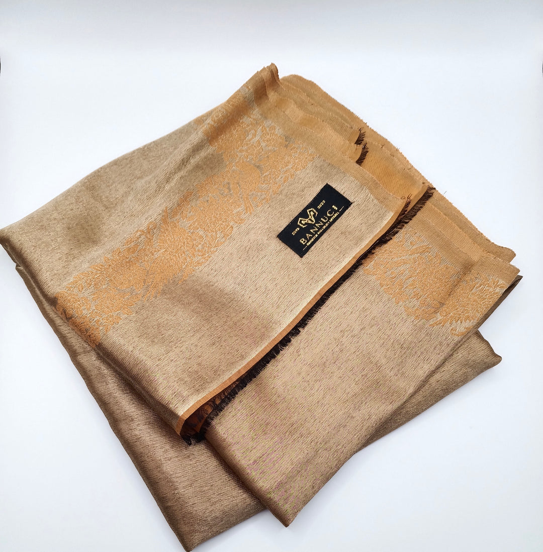 Premium Quality Orange Moonlight Kani Reversible Pashmina Cashmere Shawl