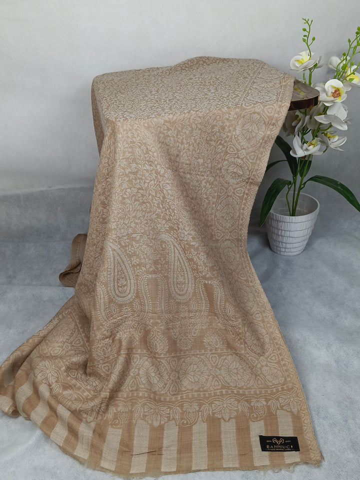 Extremely Soft Pashmina Kani Shawl With Khadi Pattern