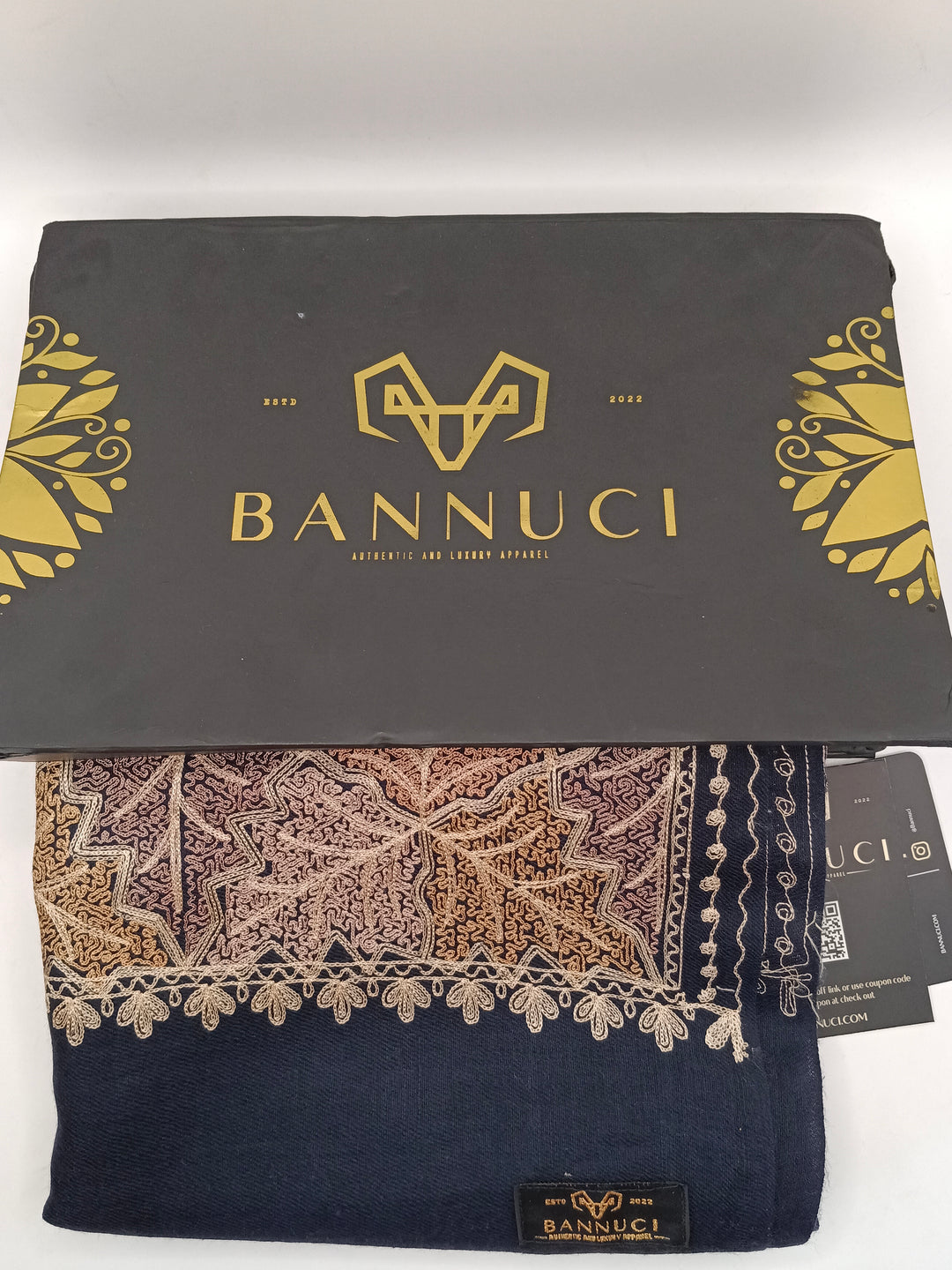 Premium Quality Black Embroidered Pashmina Cashmere Shawl