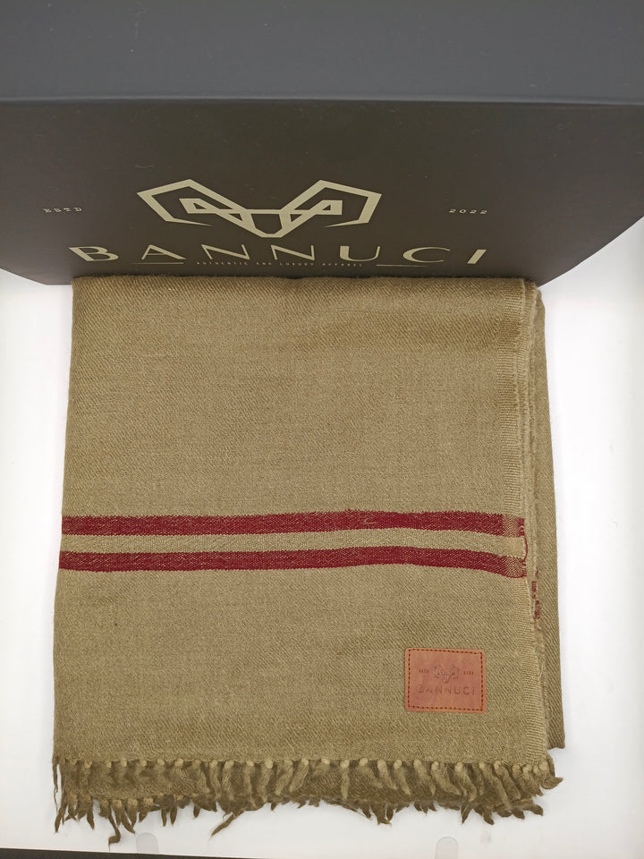 Premium Quality Striped Brown Colour Pure/High Grade 48 Fiber Shawl