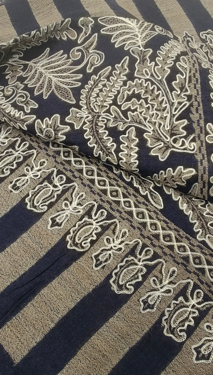 Premium Quality Black Embroidered Pashmina Cashmere Shawl
