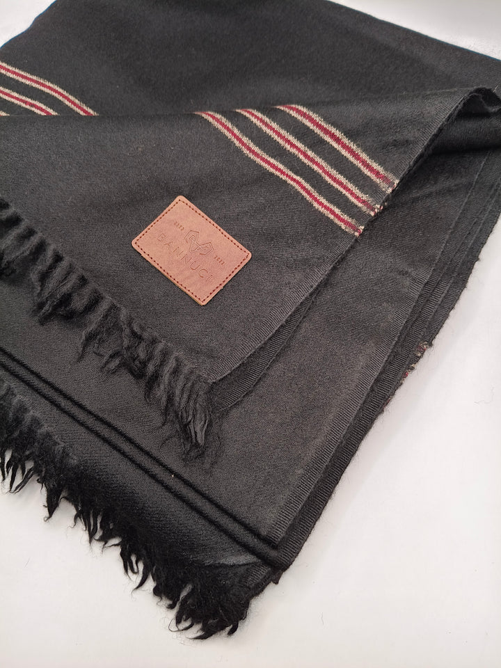 Premium Quality Multi Color Striped Double Fiber 72 Black Woolen Shawl