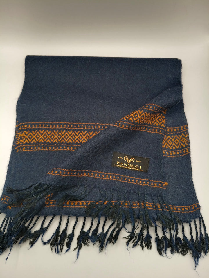 Premium Quality And Extremely Soft Blue Muffler With Orange Stripped Design